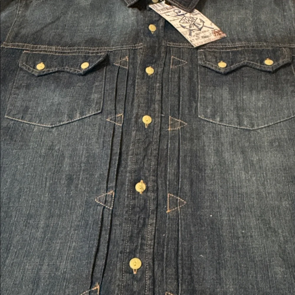 Third Army Men's Denim Shirt Long Sleeve - Picture 6 of 13